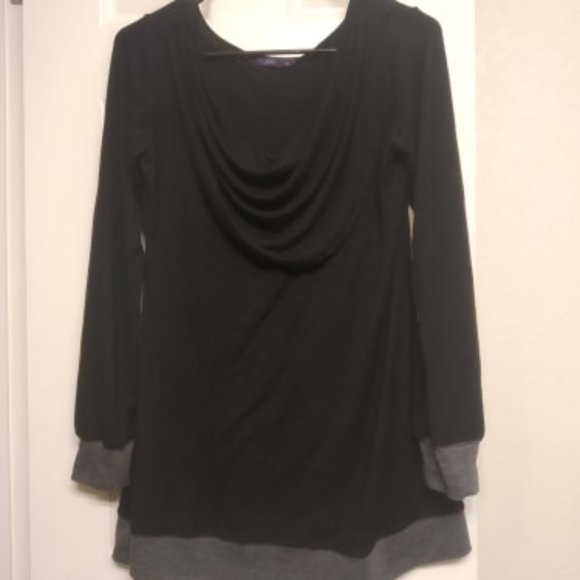 Lilac Cowl Neck Loose Black Shirt - Picture 1 of 7